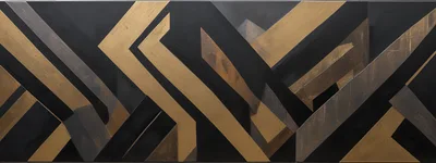 Abstract Geometric Art With Black And Gold Metallic Panels