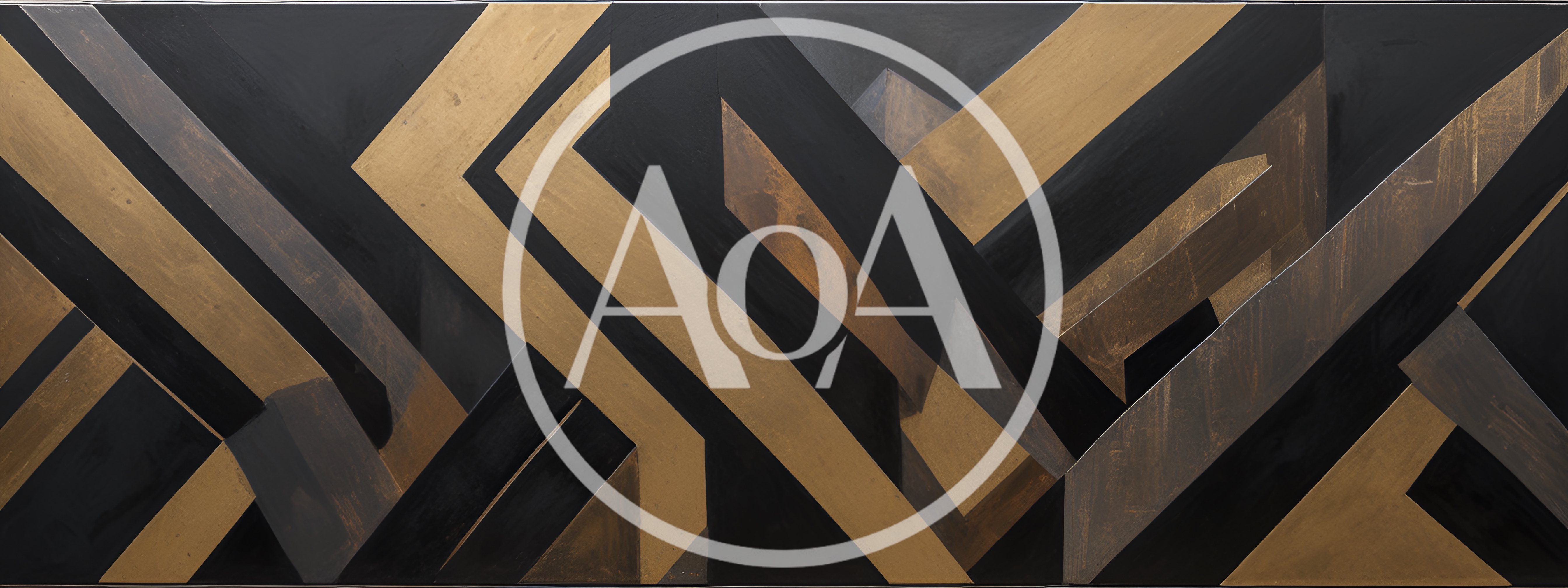 Abstract Geometric Art With Black And Gold Metallic Panels