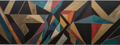 Abstract Geometric Painting With Bold Angular Shapes