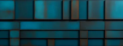 Abstract Geometric Wall With Teal Metal Panels