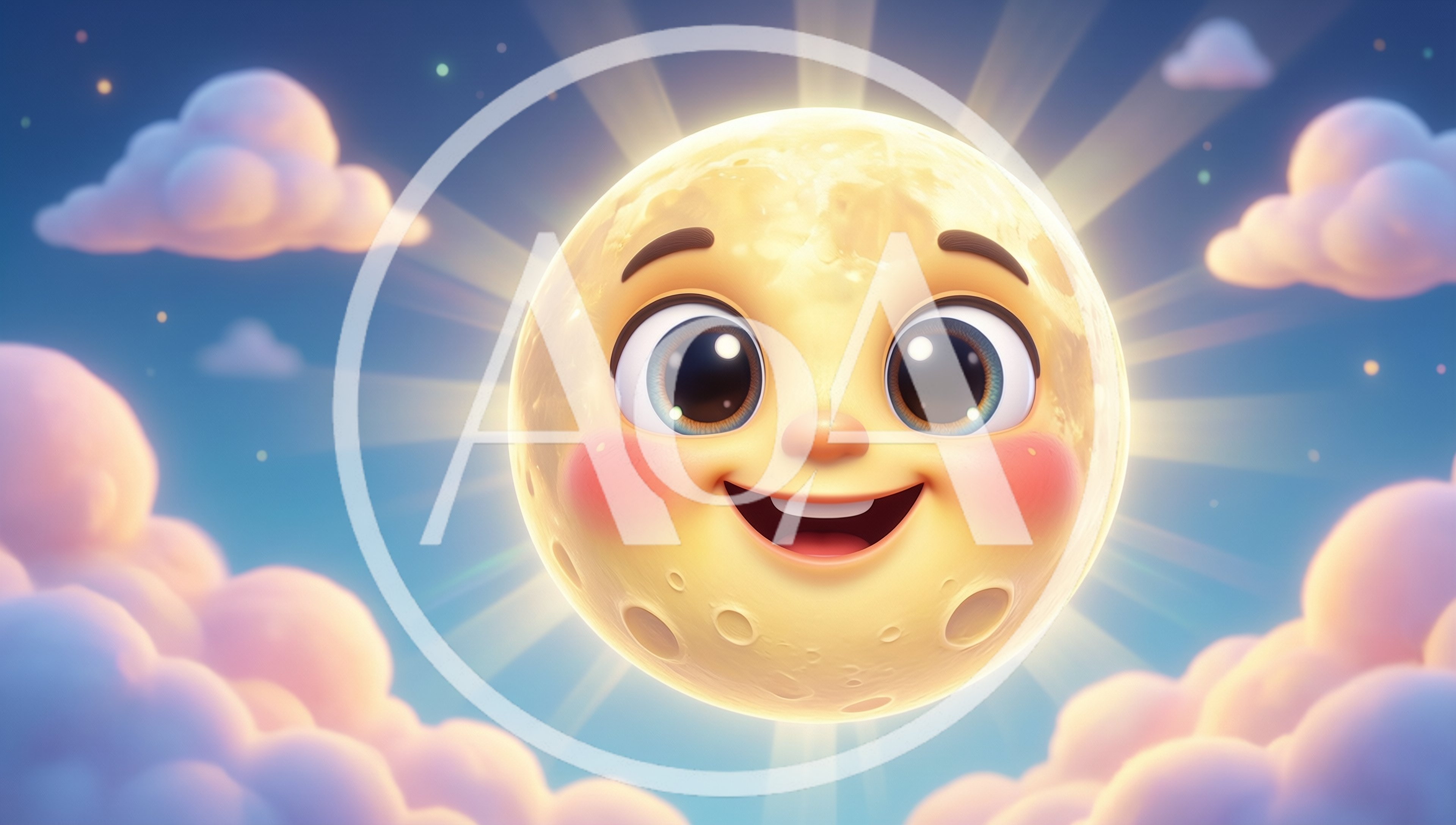 Cute Cartoon Moon Character With Smiling Face