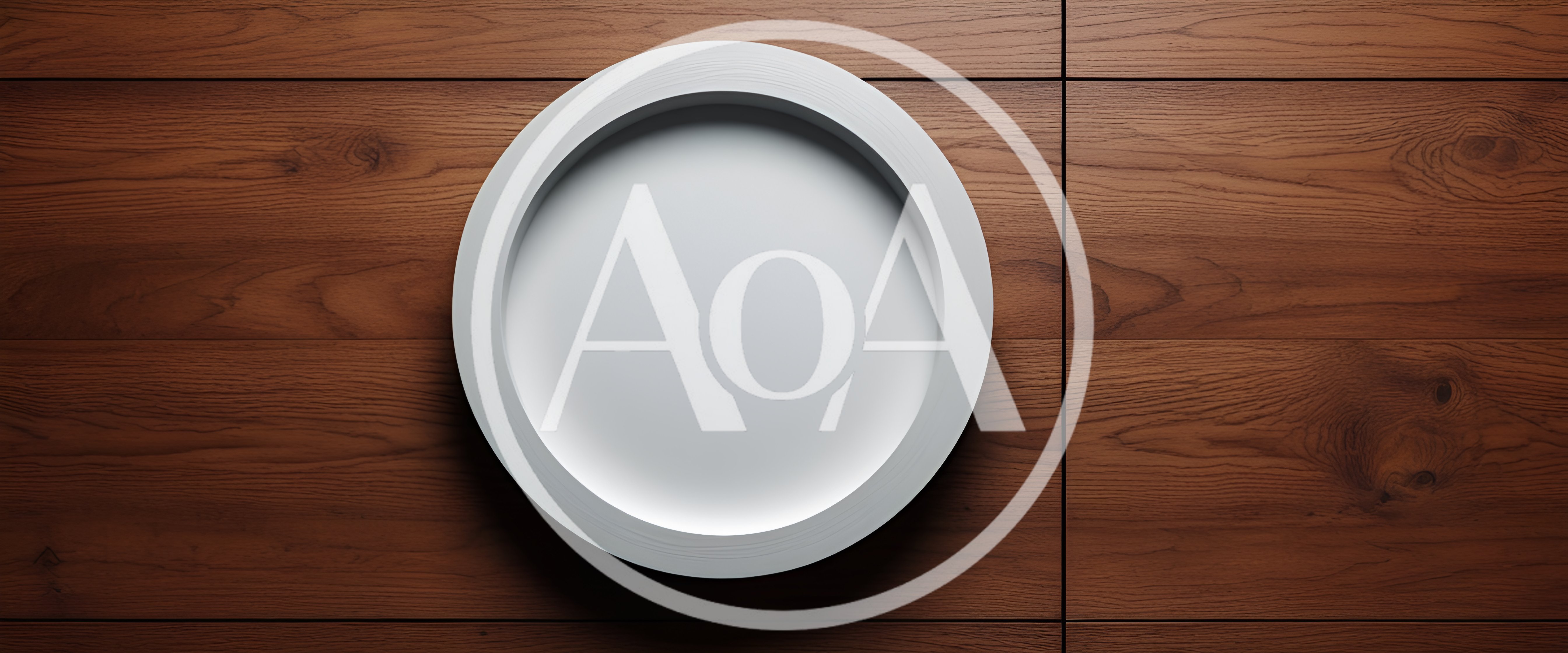 Minimalist White Circular Frame On Wooden Wall