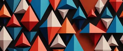 Abstract Geometric Pattern Of Colorful 3D Pyramids