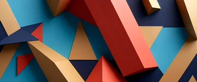 Abstract Geometric Composition With 3D Shapes