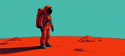 Astronaut Standing Alone On The Surface Of Mars