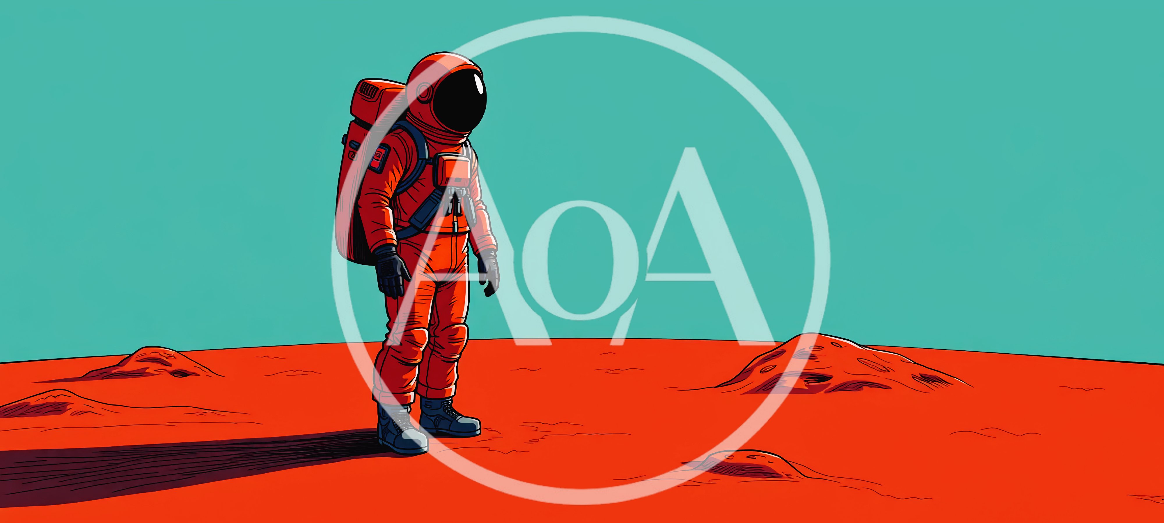 Astronaut Standing Alone On The Surface Of Mars