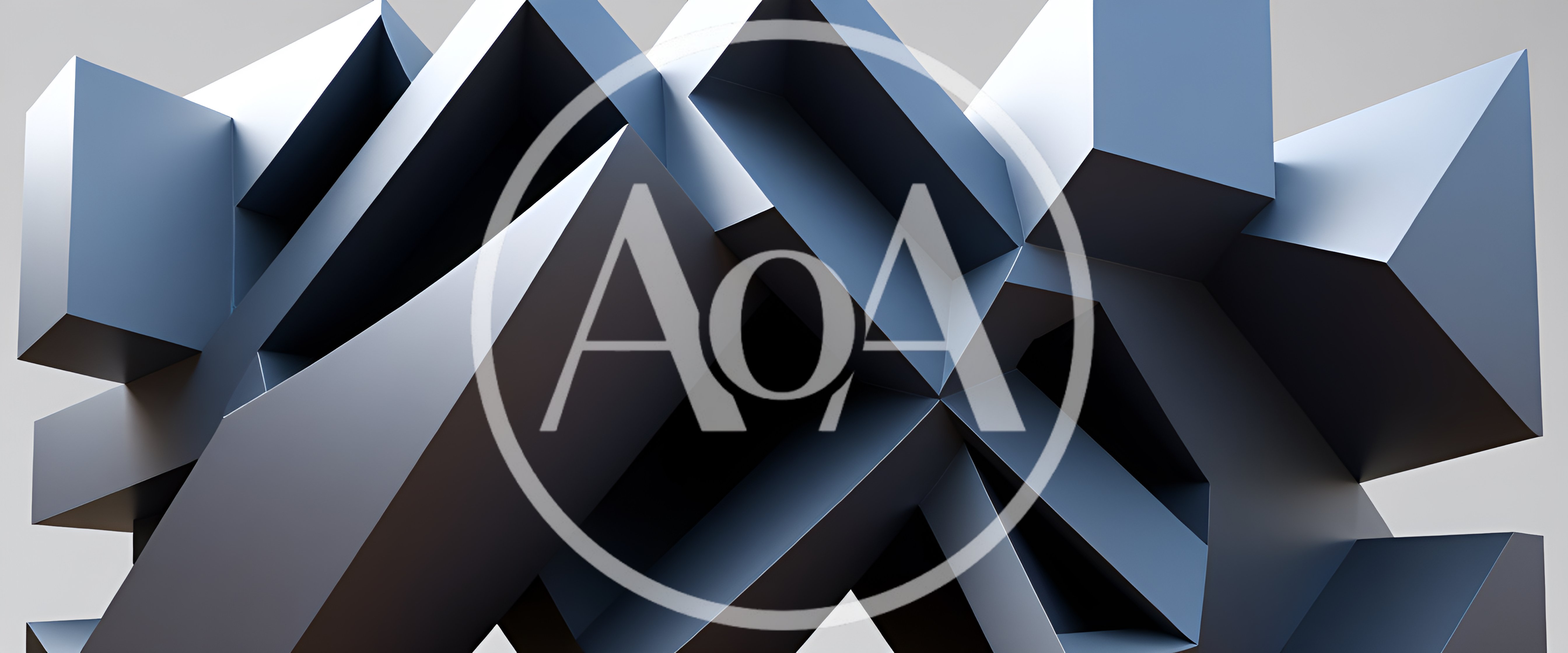 Abstract Geometric 3D Structure With Metallic Blue Surfaces