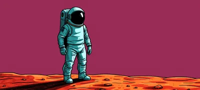 Astronaut Standing Alone on the Surface of Mars