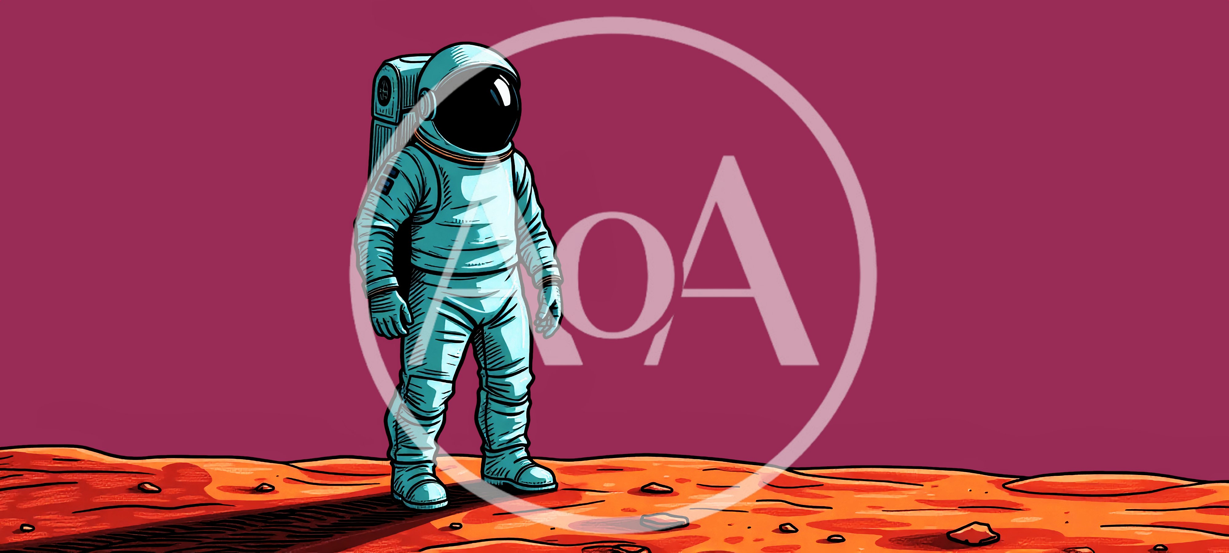 Astronaut Standing Alone on the Surface of Mars
