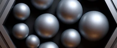 Abstract Metallic Spheres Arranged In A Hexagonal Frame