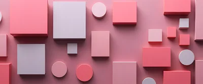 Abstract 3D Geometric Shapes On Pink Background
