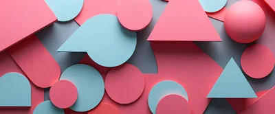 Abstract 3D Geometric Shapes Composition