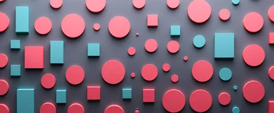 Abstract 3D Background With Pink Circles And Blue Rectangles