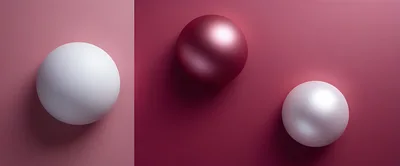 Three Abstract Spheres On A Pink Background