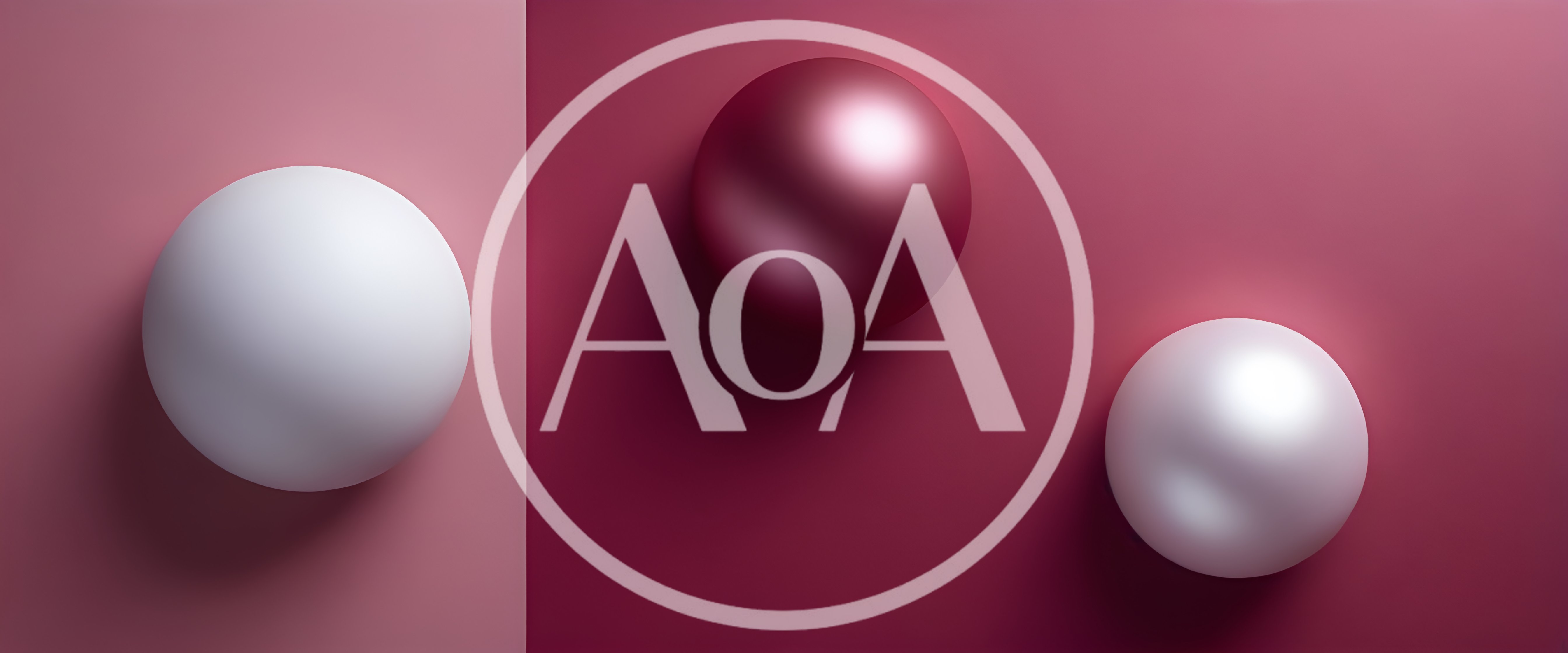 Three Abstract Spheres On A Pink Background