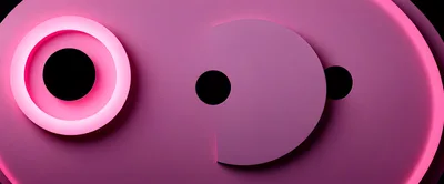 Abstract 3D Pink Geometric Shapes With Glowing Neon Rings