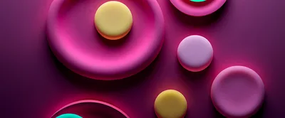 Abstract 3D Shapes With Vibrant Pink And Yellow Tones