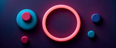 Abstract 3D Composition With Neon Ring And Spheres