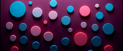 Abstract 3D Circles Background With Neon Lighting