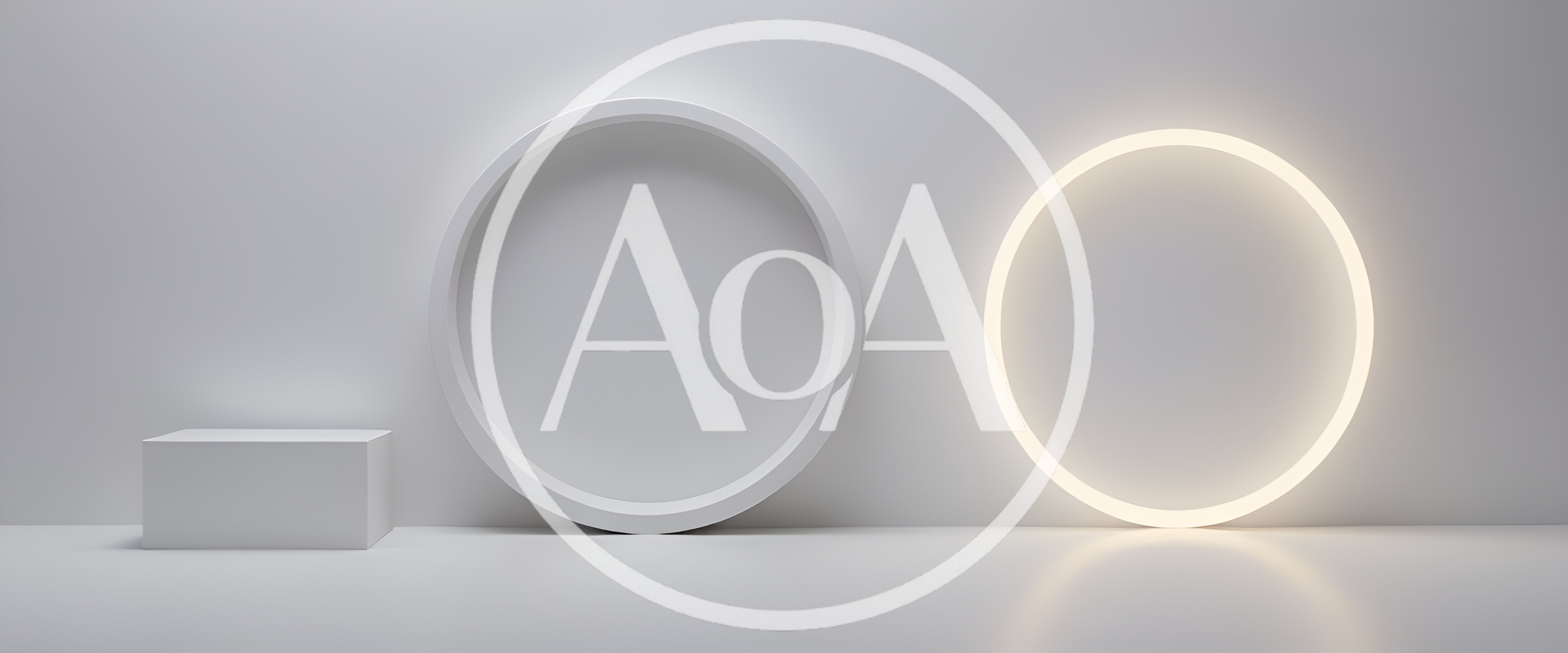 Minimalist White Studio Display With Geometric Shapes