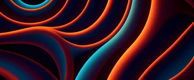 Abstract 3D Fluid Waves With Glowing Orange And Blue
