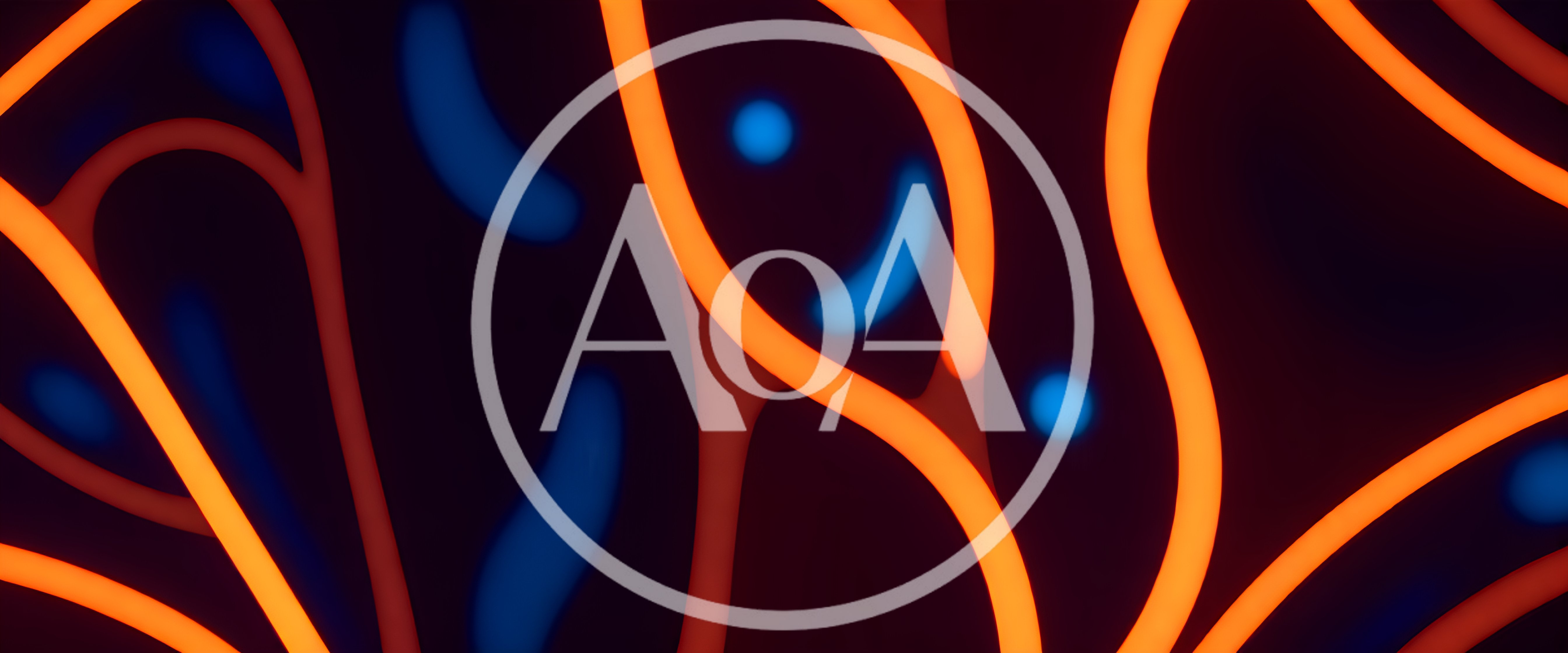 Abstract Glowing Orange Neon Lines And Blue Shapes