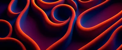 Abstract 3D Wavy Orange Lines on Dark Background