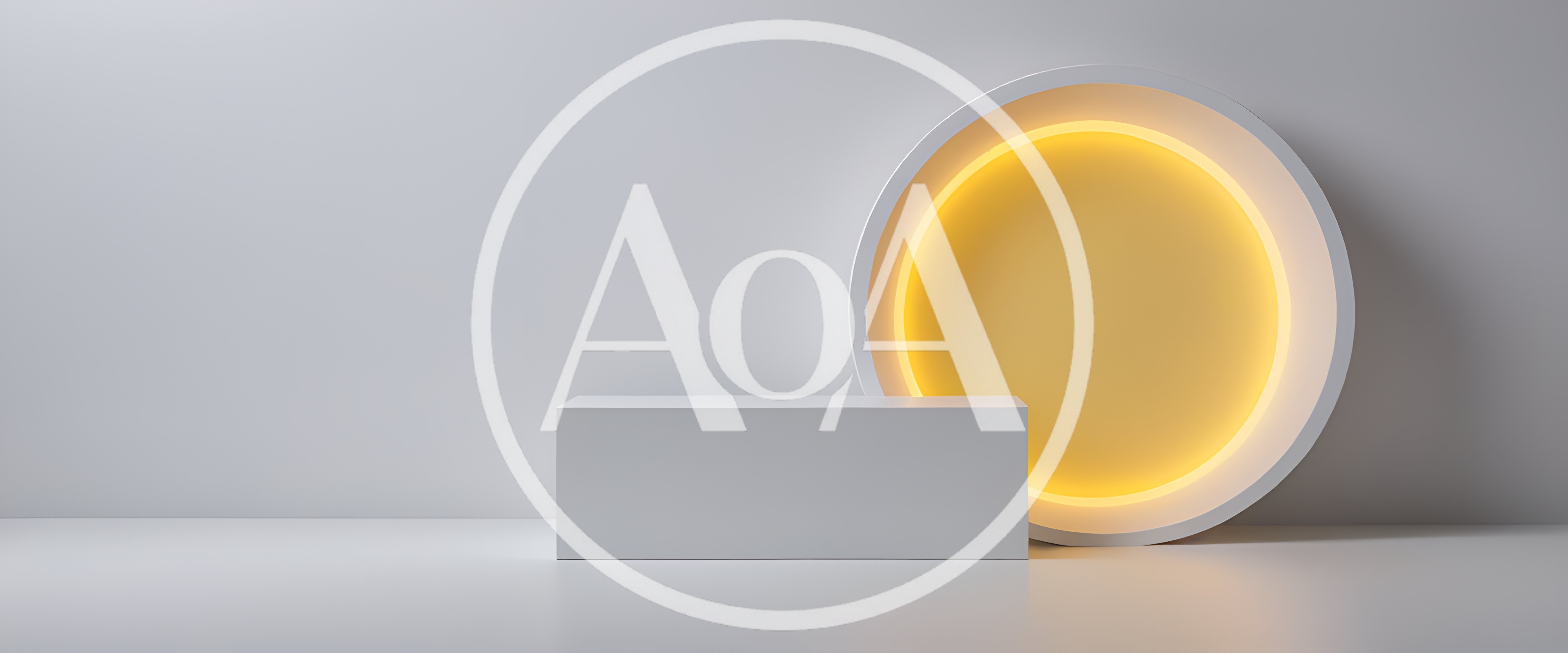 Minimalist White Product Display Pedestal With Glowing Yellow Circle