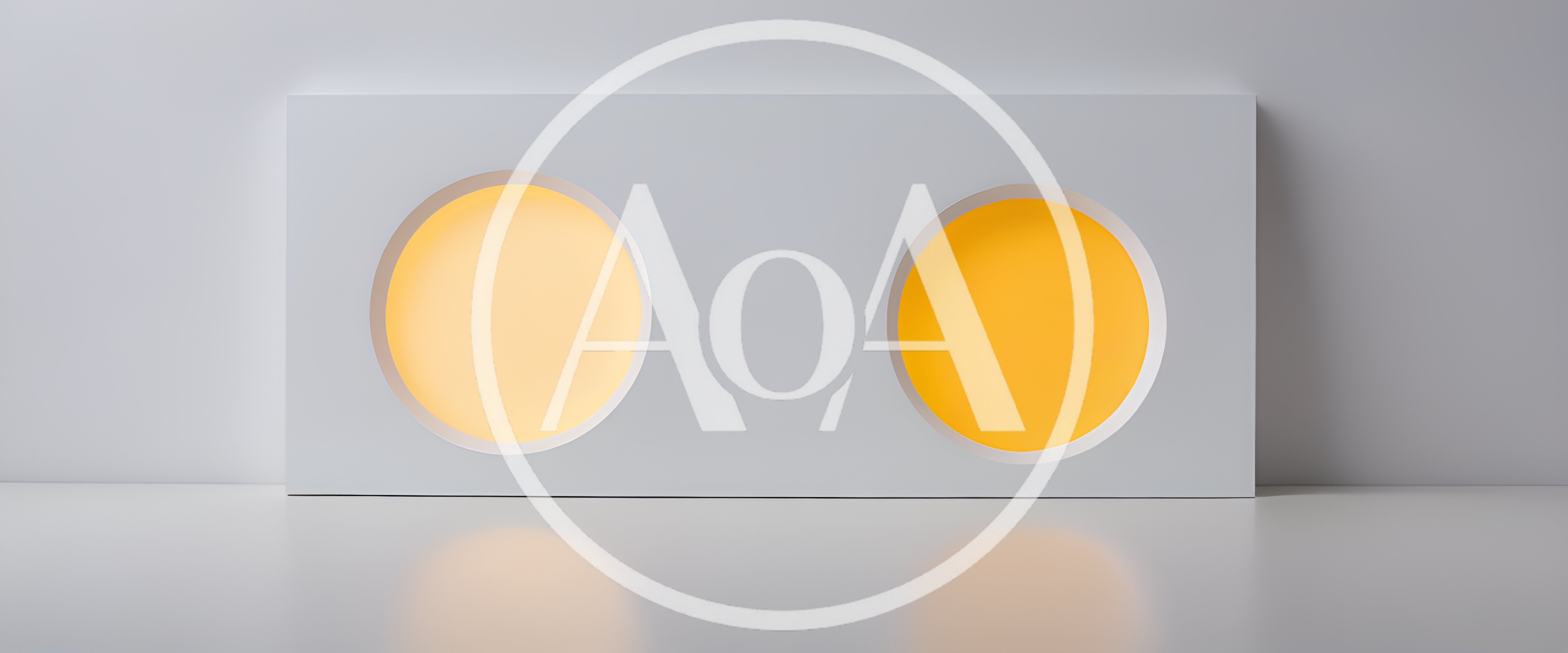 Minimalist White Panel With Two Glowing Circular Lights
