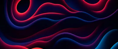 Abstract Fluid Waves With Red And Blue Glow