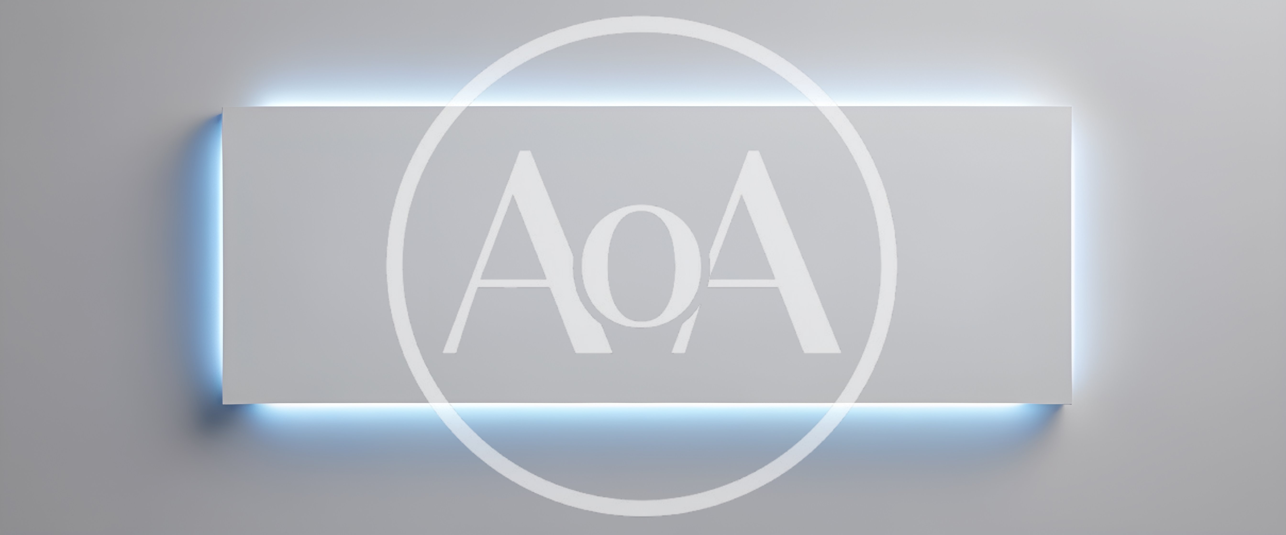 Rectangular White Sign With Blue Backlit Glow