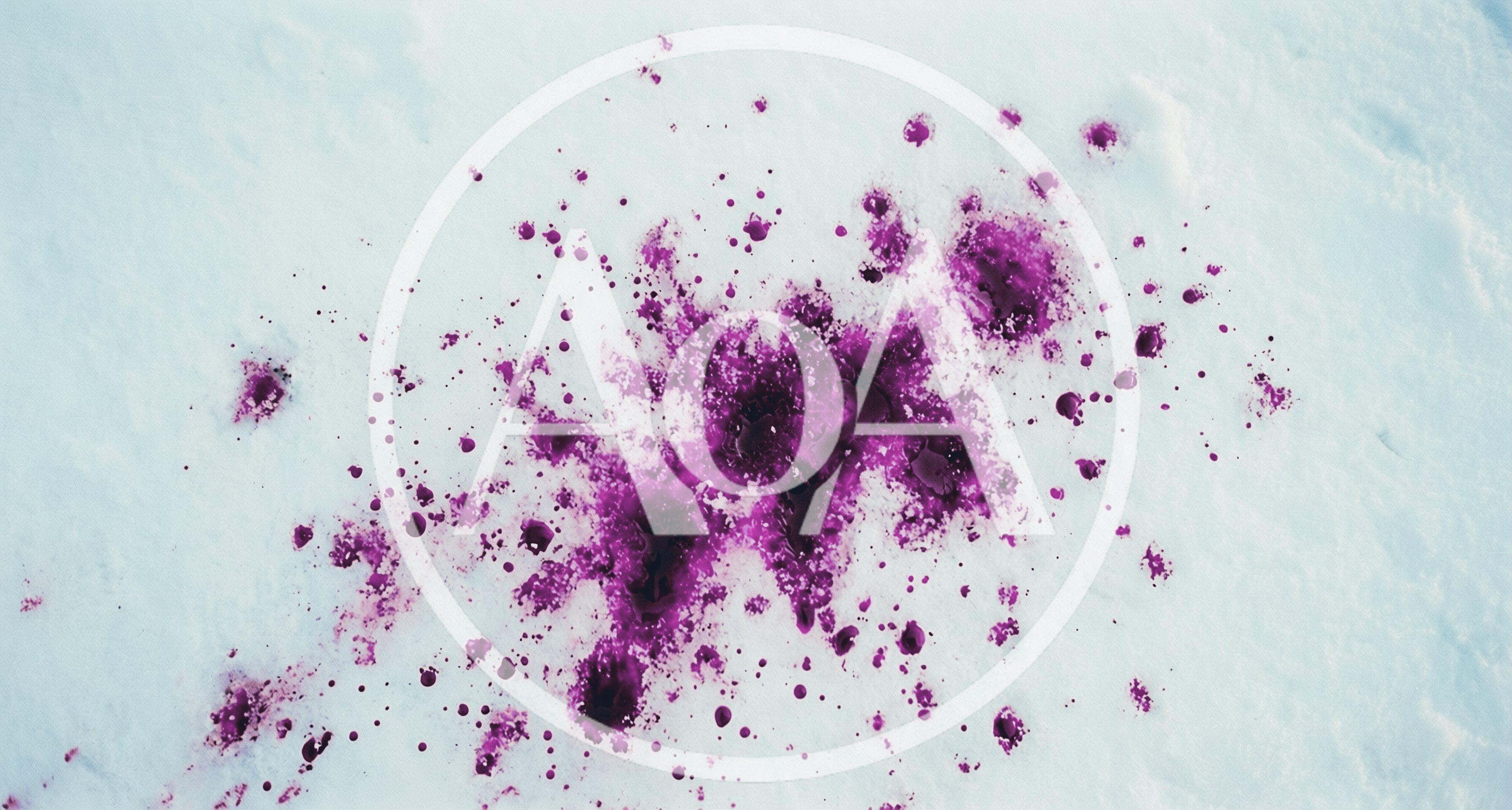 Purple Liquid Splatter On White Snow Surface
