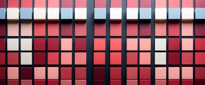 Abstract 3D Wall With Red And Blue Cubes