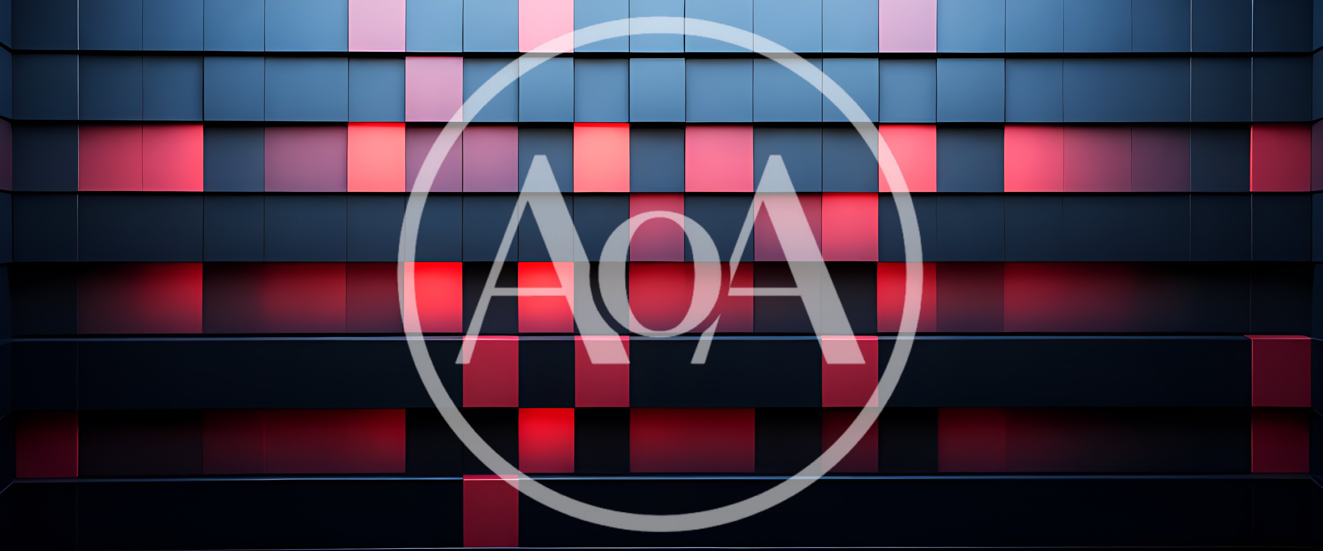 Abstract Digital Wall With Glowing Red And Blue Squares