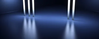 Abstract Blue Studio Background With Vertical Light Pillars