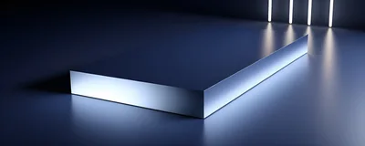 Minimalist Rectangular Podium With Blue Ambient Lighting