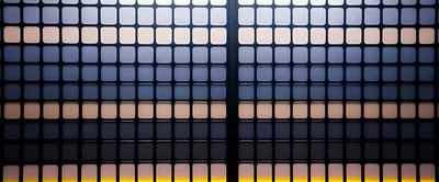 Abstract Grid Wall With Glowing Rectangular Panels