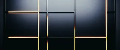 Abstract Dark Wall With Glowing Orange LED Light Strips
