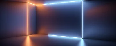 Abstract Neon Light Frame In Empty Room