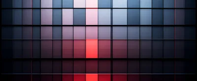 Abstract Geometric Grid With Glowing Red Light Panels