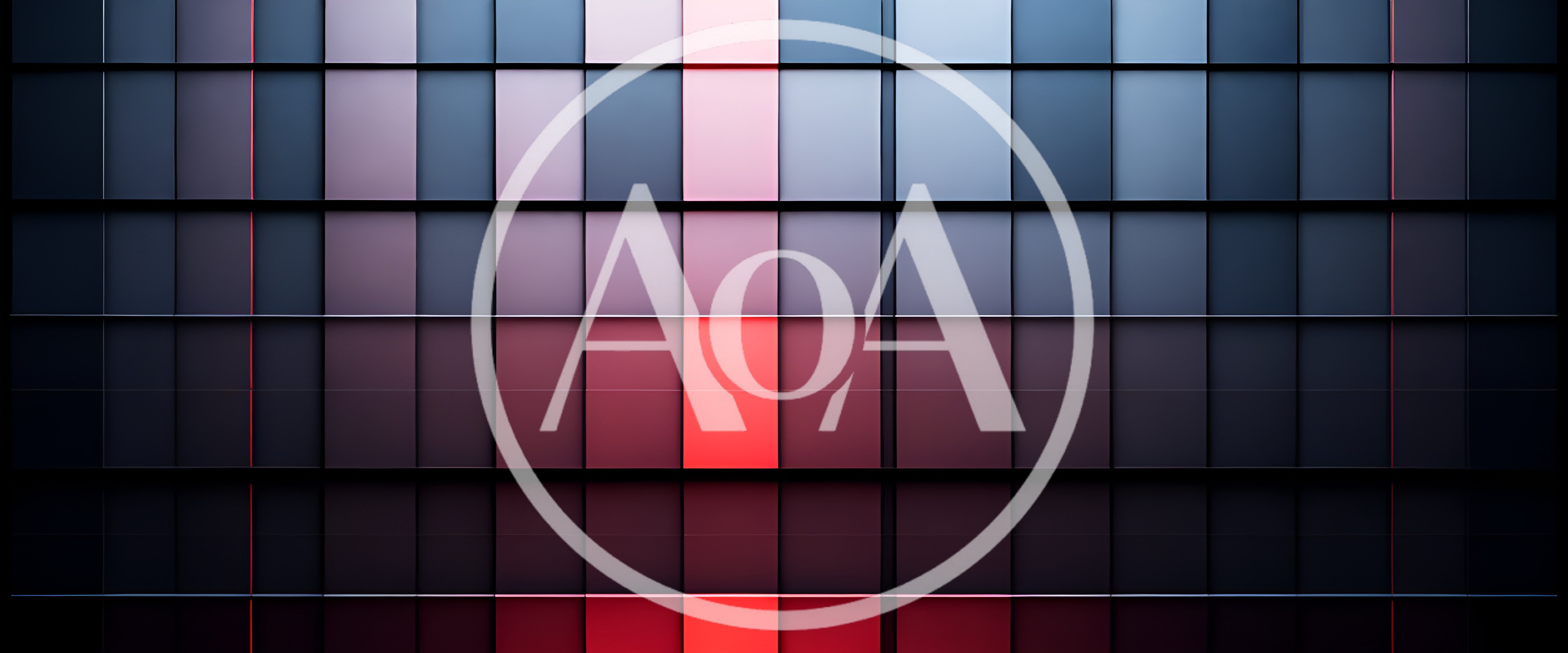 Abstract Geometric Grid With Glowing Red Light Panels