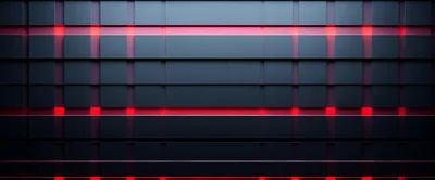Abstract Dark Metallic Wall With Glowing Red Light Strips