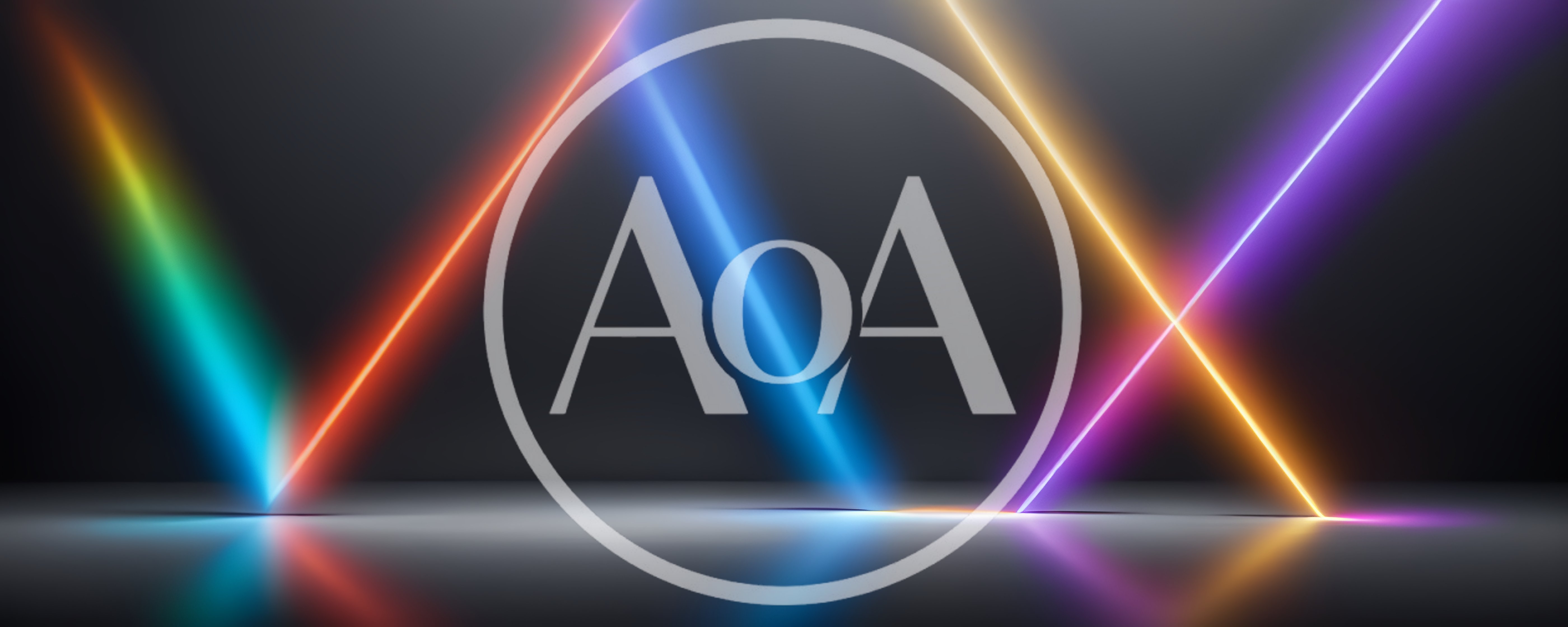 Abstract Neon Light Beams On Dark Reflective Surface