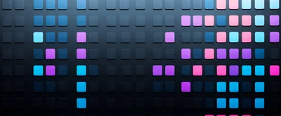 Abstract Digital Grid With Glowing Neon Square Tiles