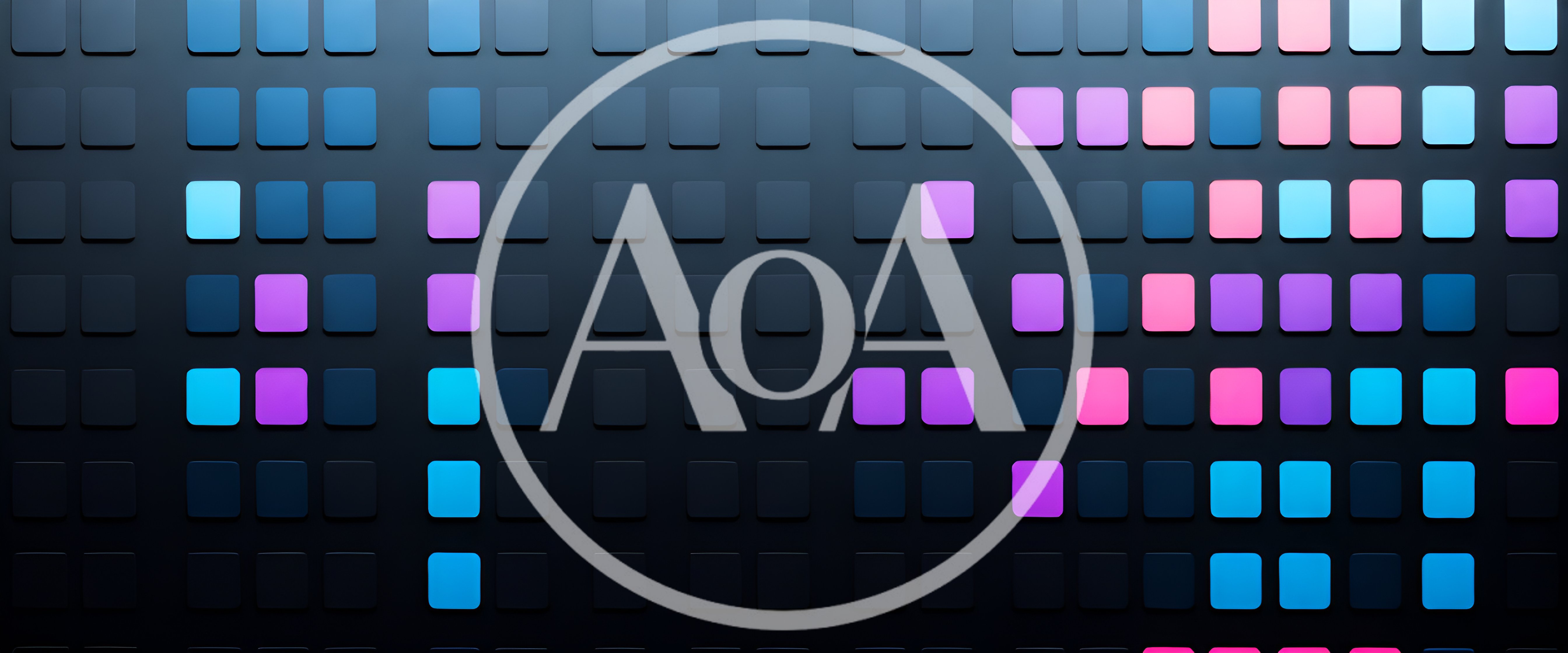 Abstract Digital Grid With Glowing Neon Square Tiles