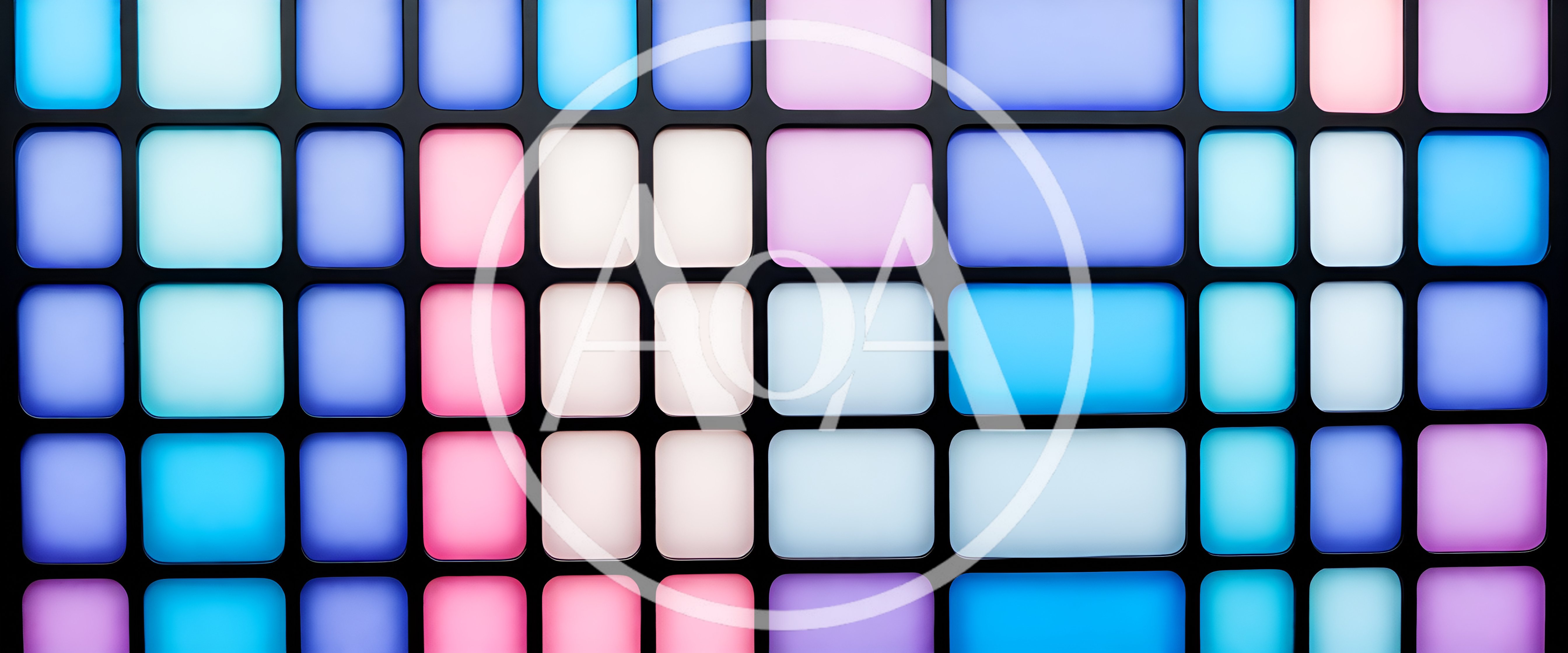 Illuminated Grid Of Colorful Square Music Controller Pads