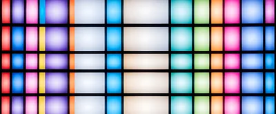 Abstract Grid Of Glowing Colorful Light Panels