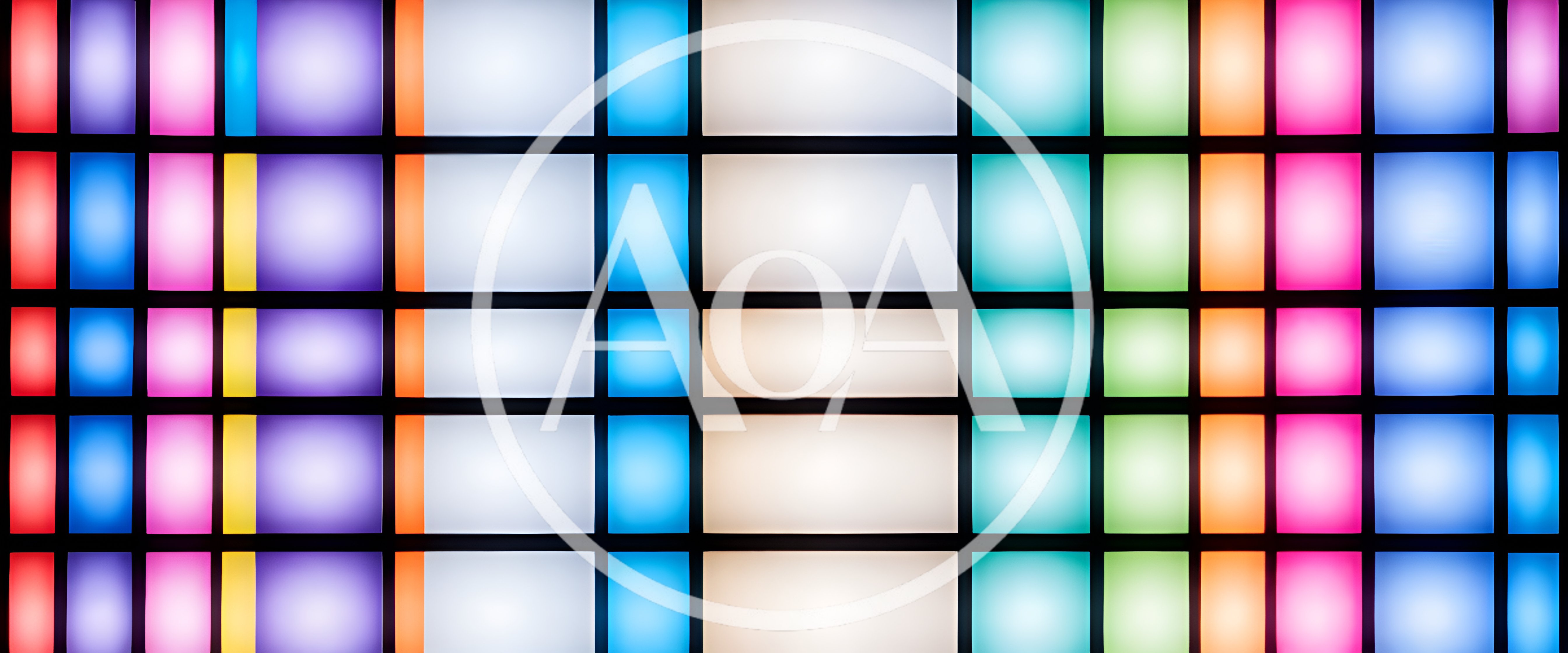 Abstract Grid Of Glowing Colorful Light Panels