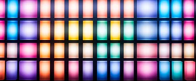 Abstract Wall Of Glowing Colorful Rectangular Light Panels