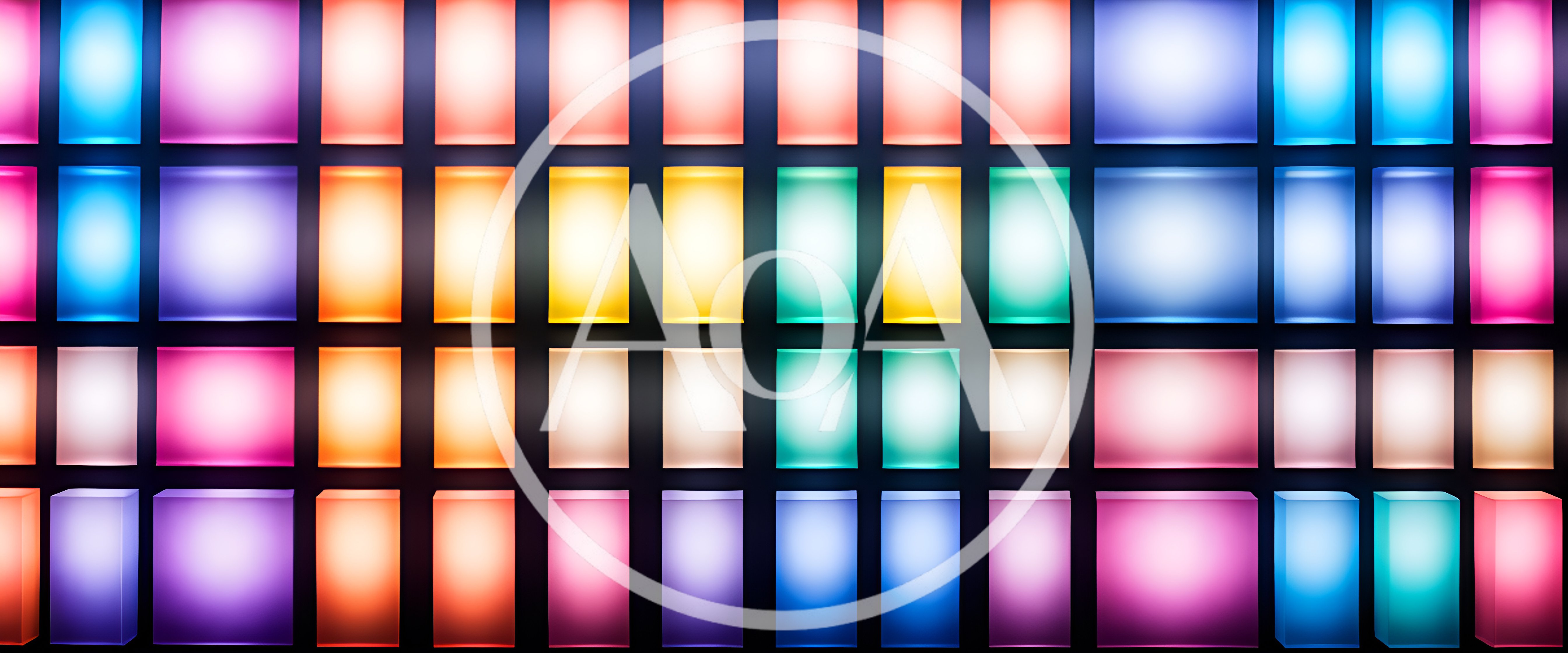 Abstract Wall Of Glowing Colorful Rectangular Light Panels